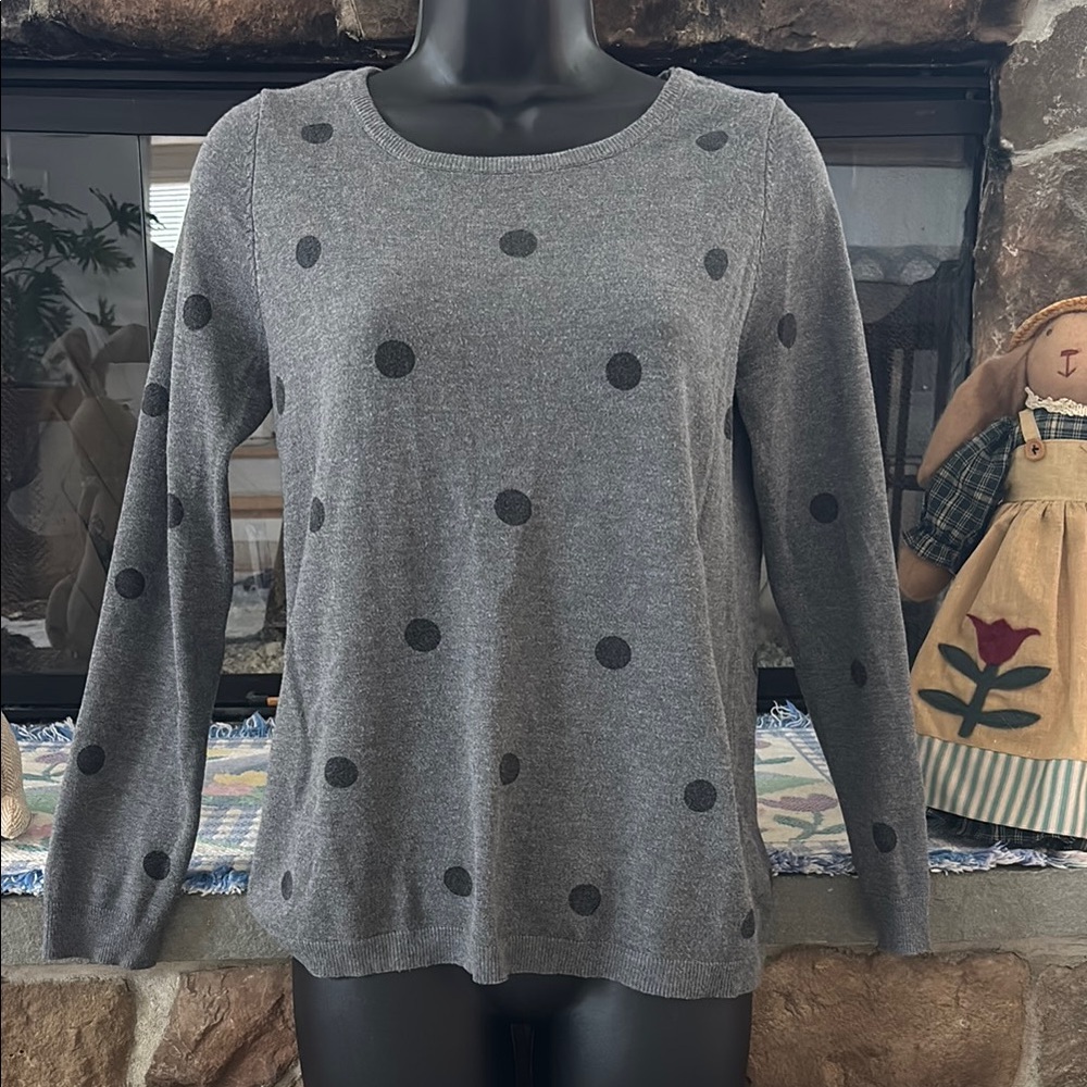 Women’s Absolutely Gray Polka Dot Light Sweater size Small